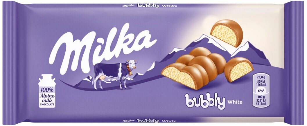 Шоколадная плитка Milka White Bubble / Милка Вайт Бабл 95гр (Германия)