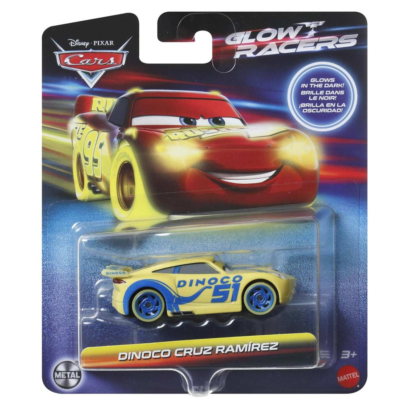 Машинка Disney Pixar Cars Glow Racers Dinoco Cruz Ramirez HPG76 / HPG81