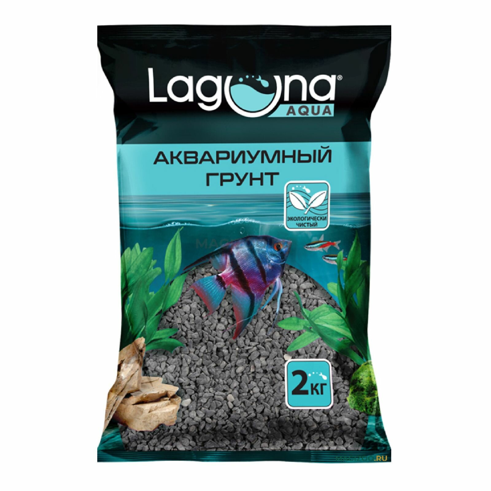 Грунт для аквариума Laguna 20106A крошка черная, 2кг, 2-4мм, Laguna