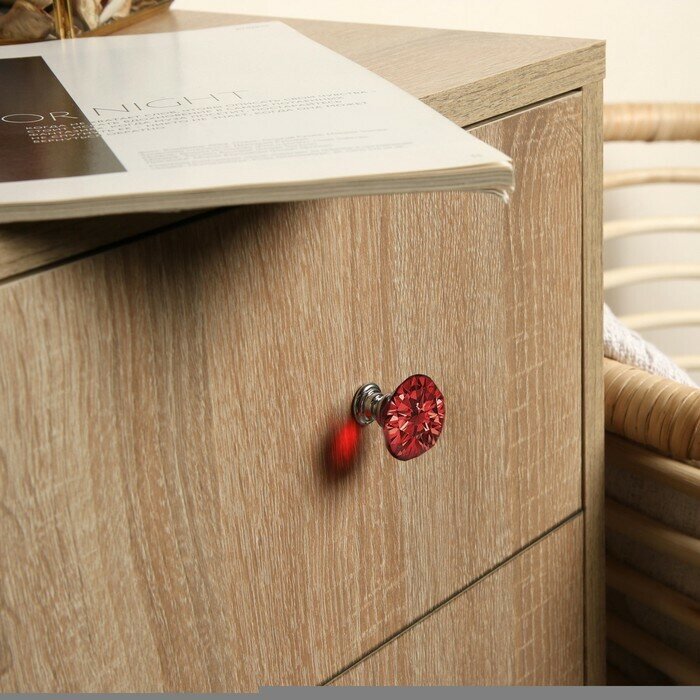 Ручка кнопка CAPPIO, цвет красный "Алмаз", стеклянная, d-30 мм - фотография № 4