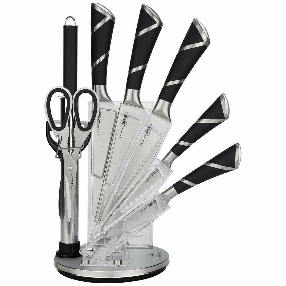 Набор ножей ZEIDAN на подставке 9 предметов