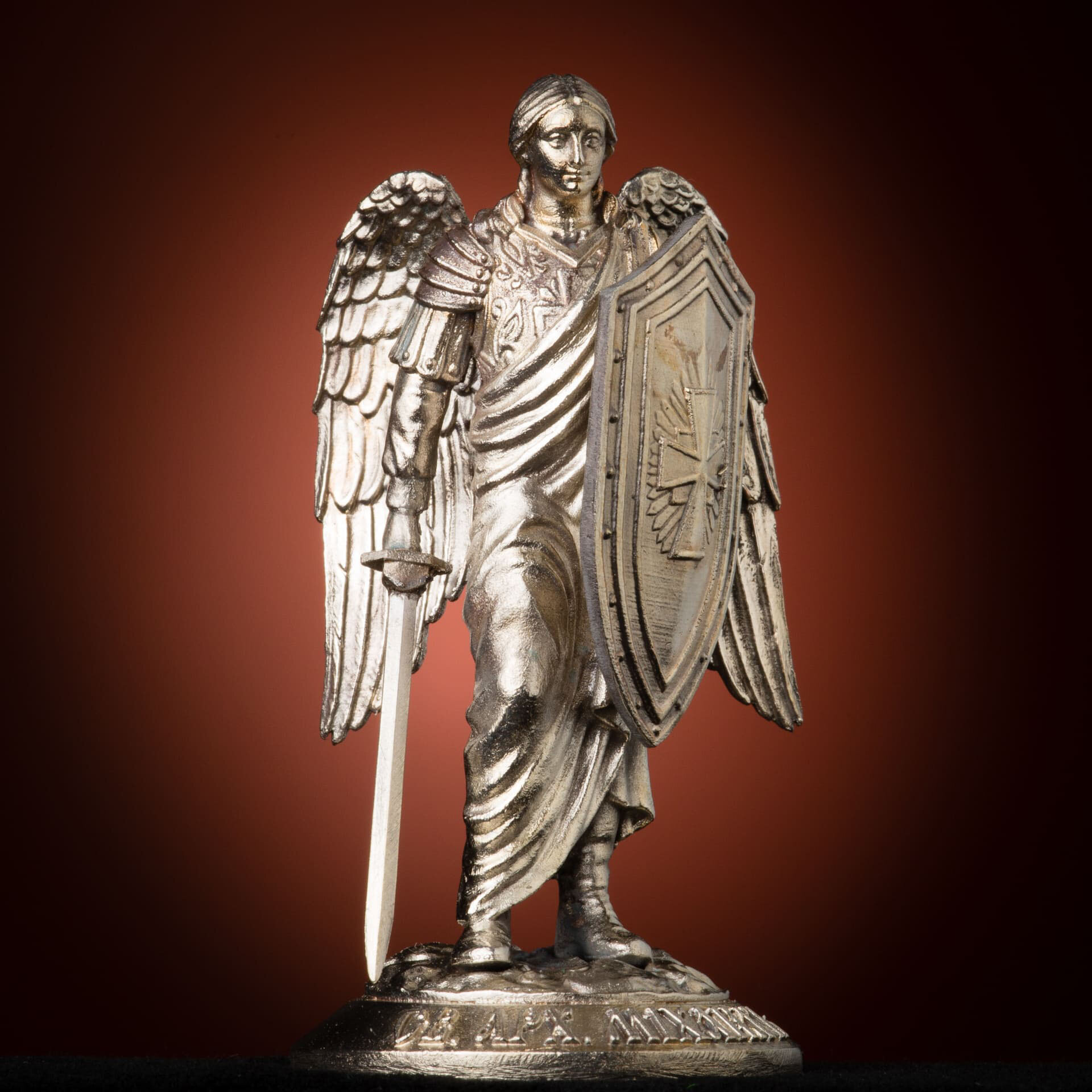 Оловянная миниатюра Святой Архангел Михаил (серебрение)