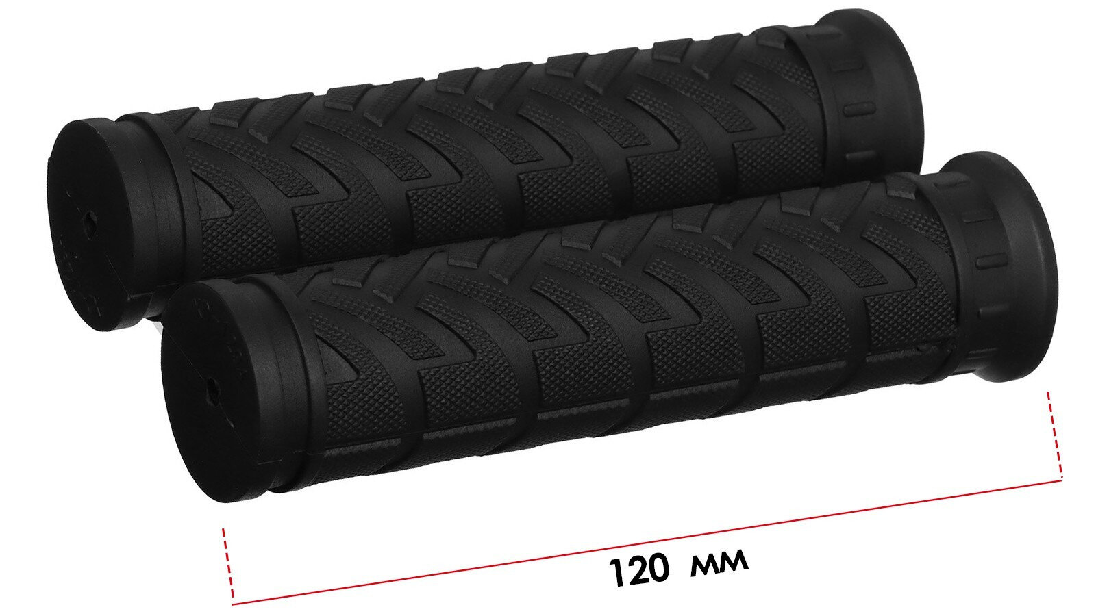 фото Грипсы 120 мм Graffiti резиновые, накладки на ручки руля велосипеда или самоката, посадочный диаметр 22,2 мм, цвет черный