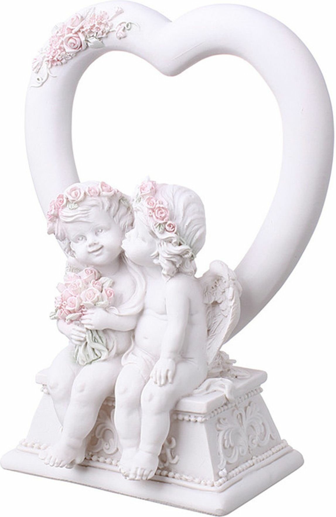 фото Статуэтка Ангелы влюбленные с сердцем белый 18x14 cм