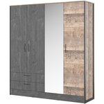 Шкаф Нк-мебель HUGO 4-х дверный (N) Дуб Гранж/Железный камень 72507336 - изображение