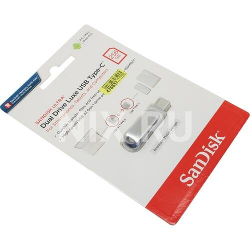 Флешка Sandisk Ultra Dual Drive Luxe Dual Drive Luxe 256 Гб Light Silver