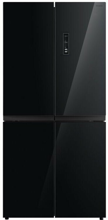 Холодильник HYUNDAI , трехкамерный, черное стекло - фото №1