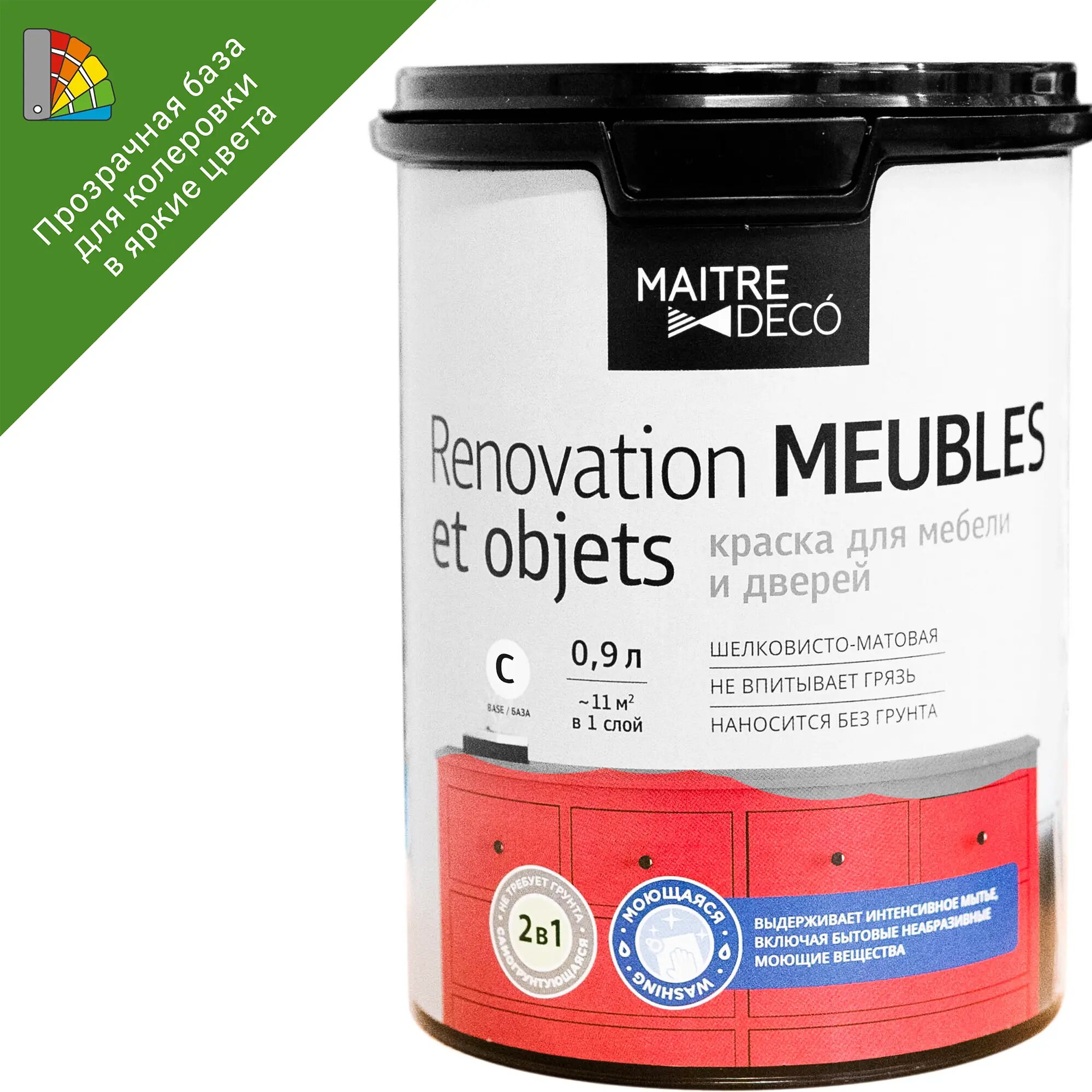 фото Краска для колеровки для мебели Maitre Deco Renovation 0.9 л прозрачная база С