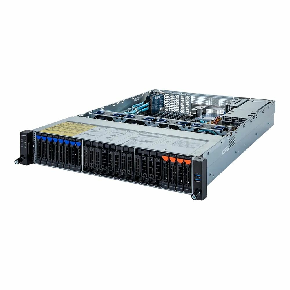 Сервер GIGABYTE R272-P32 (6NR272P32MR-00-2N5W) 1 x 1.75 ГГц/без ОЗУ/без накопителей/количество отсеков 2.5" hot swap: 12/2 x 800 Вт/LAN 1 Гбит/c