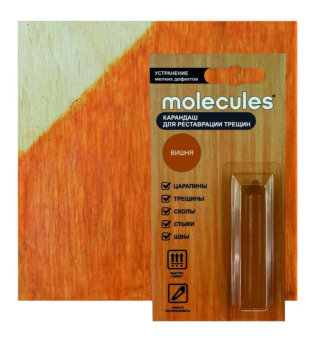 фото Карандаш для реставрации трещин Molecules цвет вишня 5.5 г