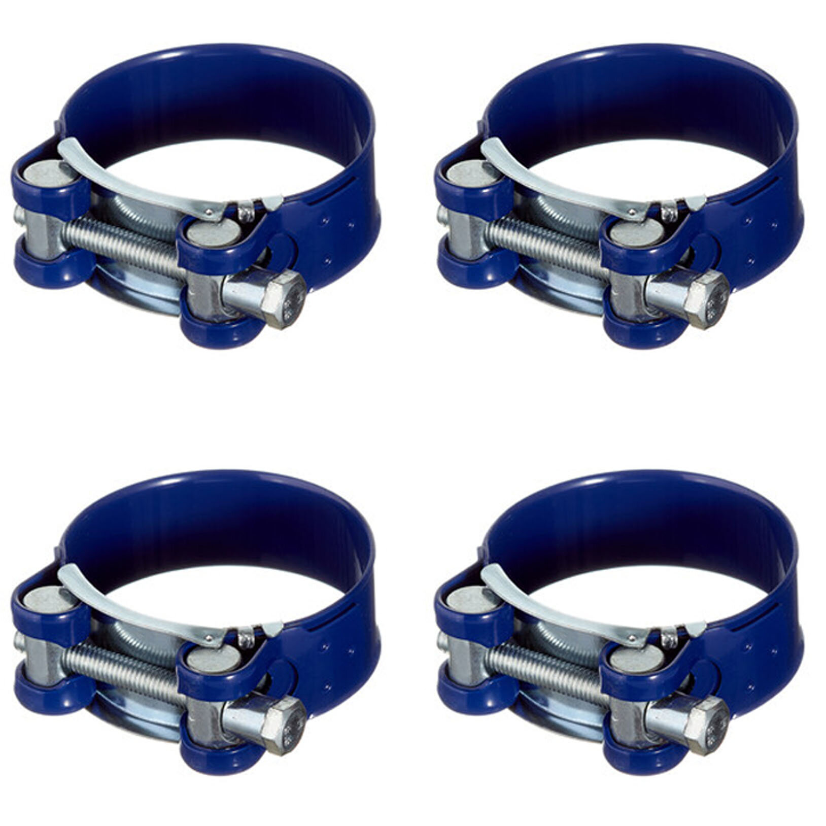 фото Хомут силовой Hard-Fix 52-55 мм оцинкованная сталь с полимерным покрытием одноболтовый (4 шт.)