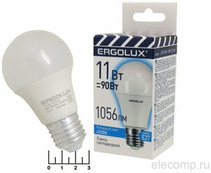 Лампа светодиодная 220V 11W E27 4500K белый A60 Ergolux (14459)