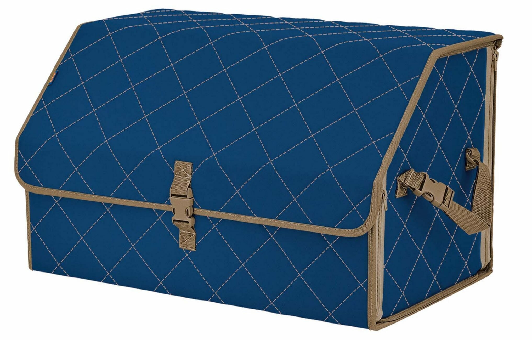 Органайзер-саквояж в багажник "Союз" (размер XL). Цвет: синий с бежевой прострочкой Ромб.