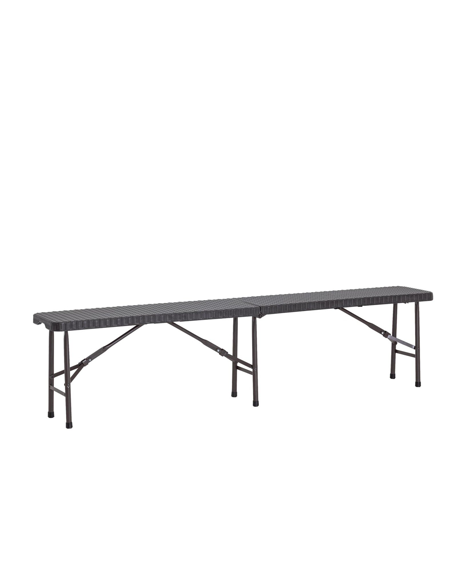 фото Скамейка складная пластиковая Кейт 180 коричневая, стальной каркас, сиденье пластик, полиэтилен высокой плотности (HDPE)