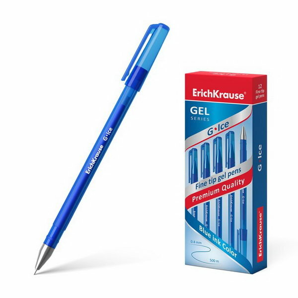 Ручка гелевая G-Ice, чернила синие, узел 0.5 мм, длина линии письма 500 метров, 12 шт.