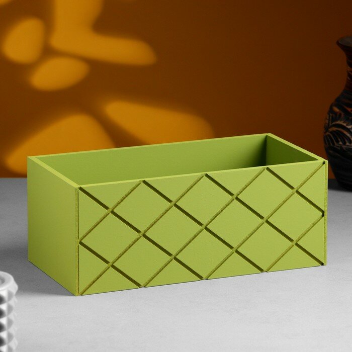 фото Кашпо деревянное "Эллада большая, сетка", 25×12,5×10 см Фисташковый