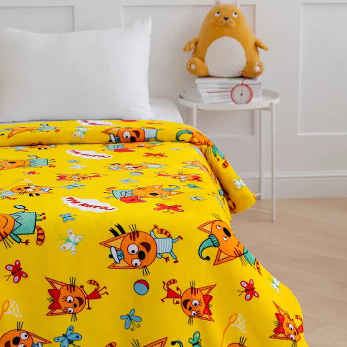 фото Плед Павлинка Три Кота Игра желтый 100х150см аэрософт, 190г/м пэ100%