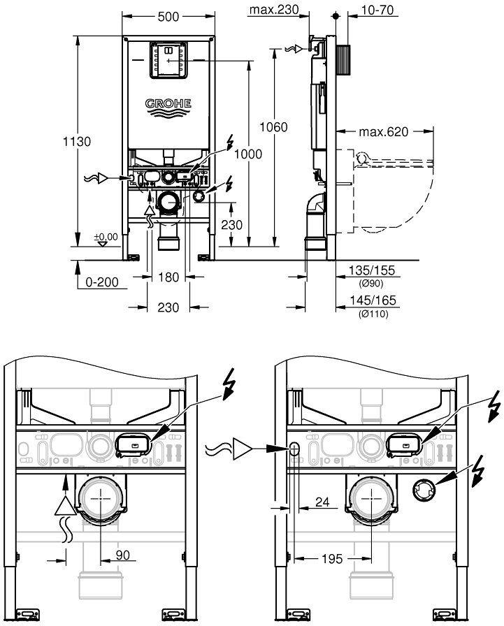 Инсталляция для унитаза Grohe Rapid SLX 39598000