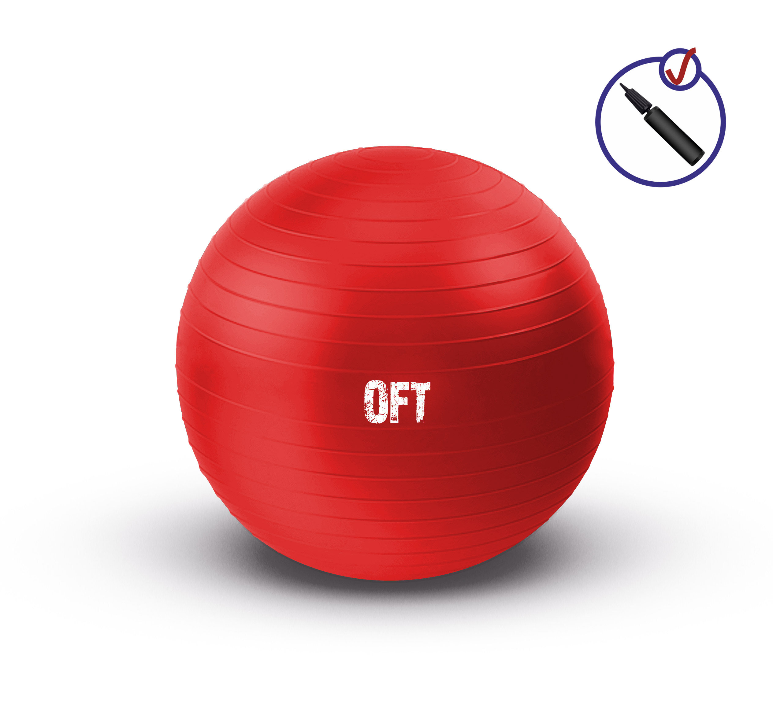 Гимнастический мяч 65 см Original FitTools красный с насосом