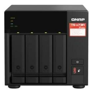 SMB QNAP TS-473A-8G NAS, 4-tray w/o HDD, 2xM.2 SSD Slot. Quad-сore AMD Ryzen Embedded V1500B 2.2 GHz, 8GB DDR4 (1 x 8GB) up to 64GB (2 x 32GB), 2x 2.5