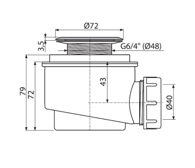 AlcaPlast Сифон для душевого поддона AlcaPlast A46-50 сталь