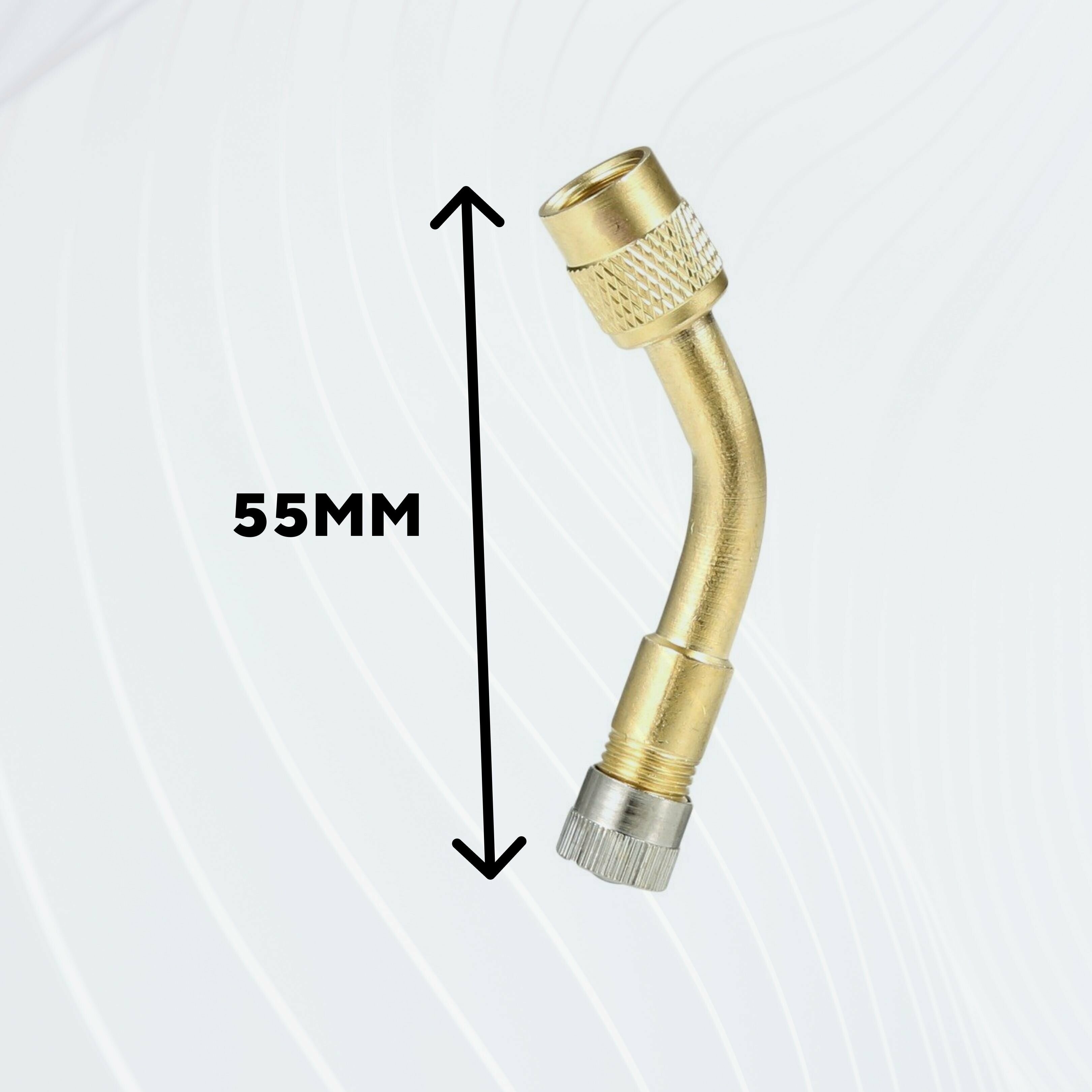 Изогнутый переходник - удлинитель вентиля для накачки колес с обратным клапаном (135 градусов)