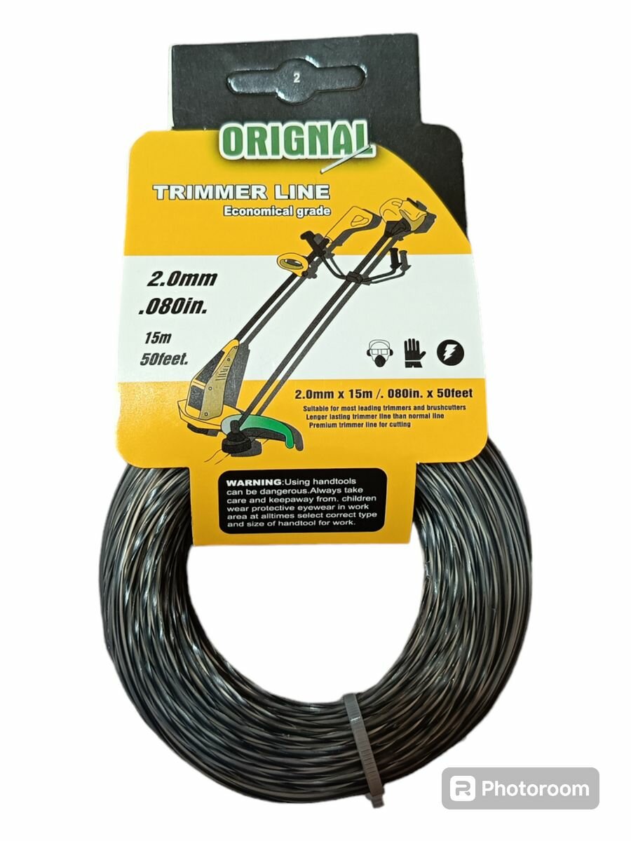 фото Леска для триммера 2,0 мм 15м круглая