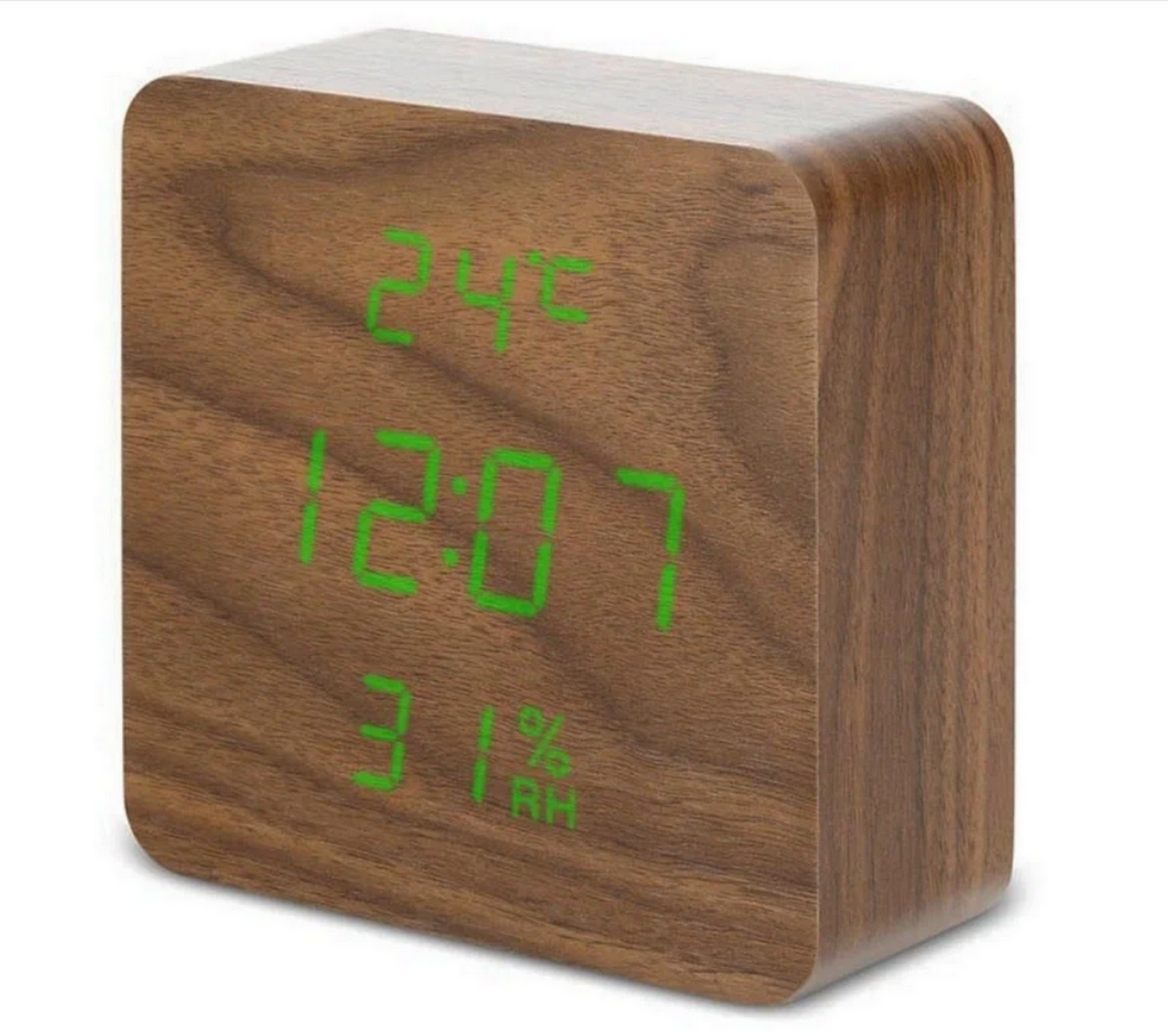 Часы VST-872S-4 Green (C/дата/деревянный корпус) USB (коричневый)