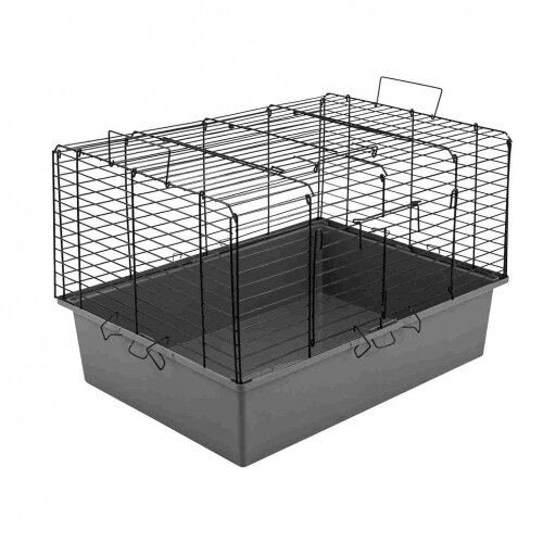 Клетка для грызунов Homepet №2 для кроликов, хорьков и морских свинок серо-черная, шаг прута 20 мм, 58х40х32,5 см