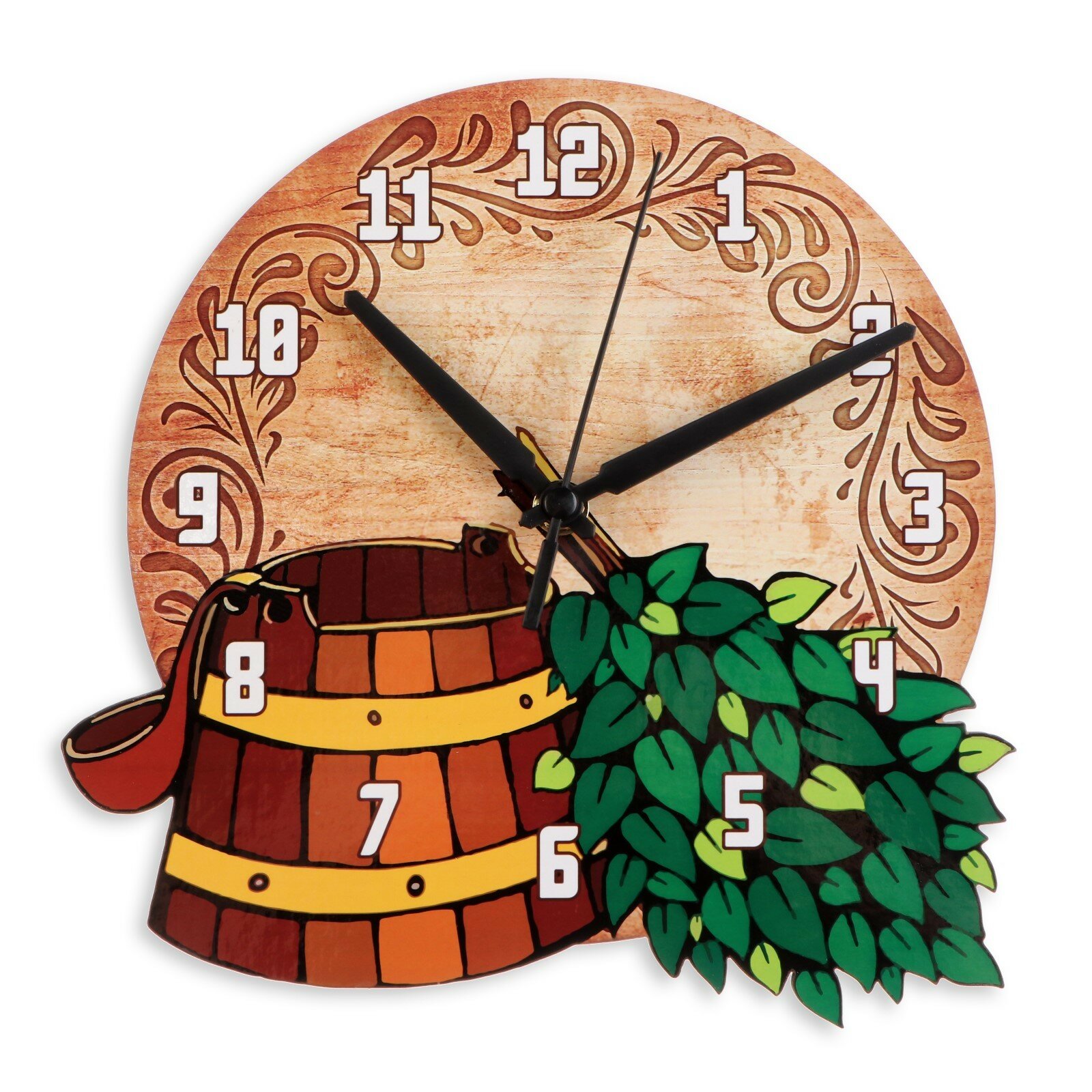 фото Часы настенные, серия: Баня, "Ведро и веник", дискретный ход, 24 х 24.5 см