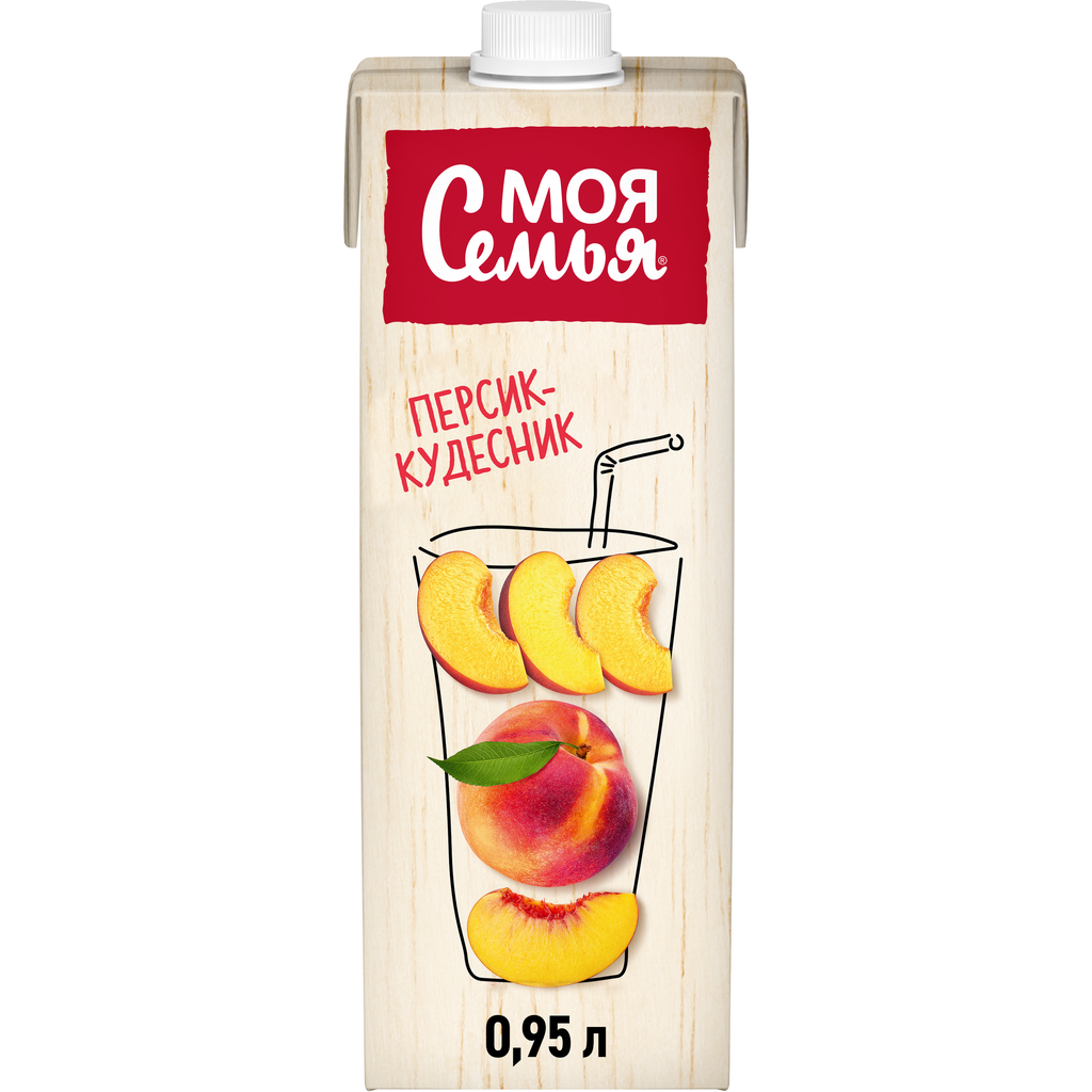 Напиток сокосодержащий МОЯ семья Абрикос-Персикос из яблок, персиков и абрикосов, 0.95л