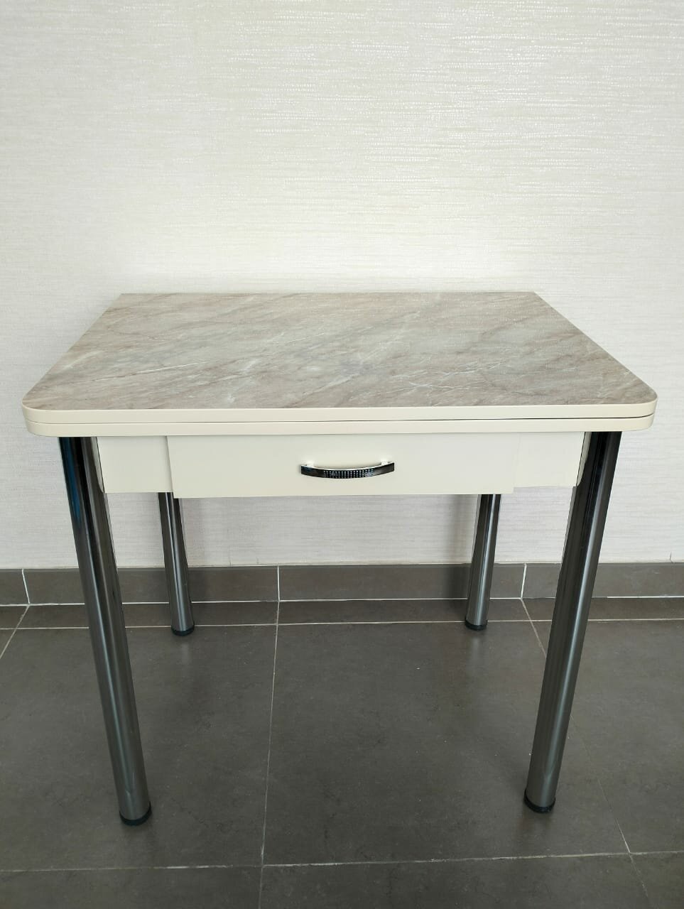 фото Стол Раскладной Ломберный с ящиком, 80*60*75, пластик HPL, мрамор