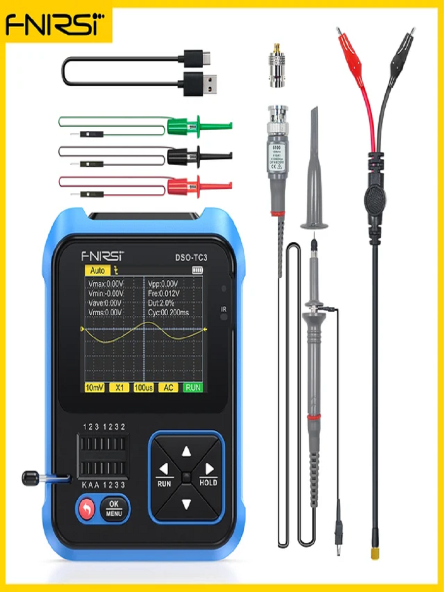 Осциллограф и транзистор-тестер, с функцией генератора сигналов FNIRSI DSO-TC3