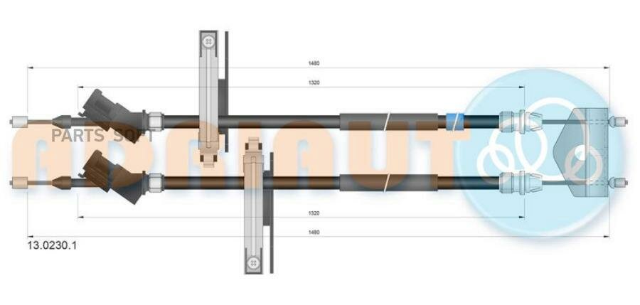 AD13.0230.1_[1253158] !трос ручника л.+п.\ Ford Focus 03> drum ADRIAUTO / арт. 1302301 - (1 шт)