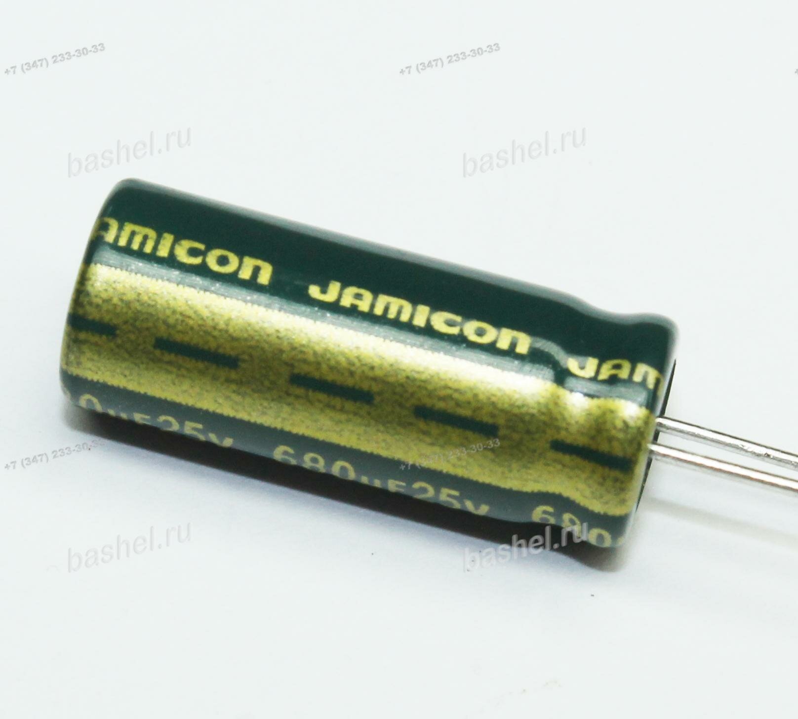 ECAP 680 мкФ / 25 В 8x20 WL, Конденсатор электролитический, JAMICON, (аналог К50-35)