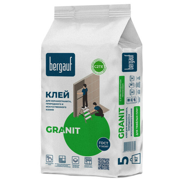 Клей для керам.плитки bergauf granit 5кг арт. granit 5