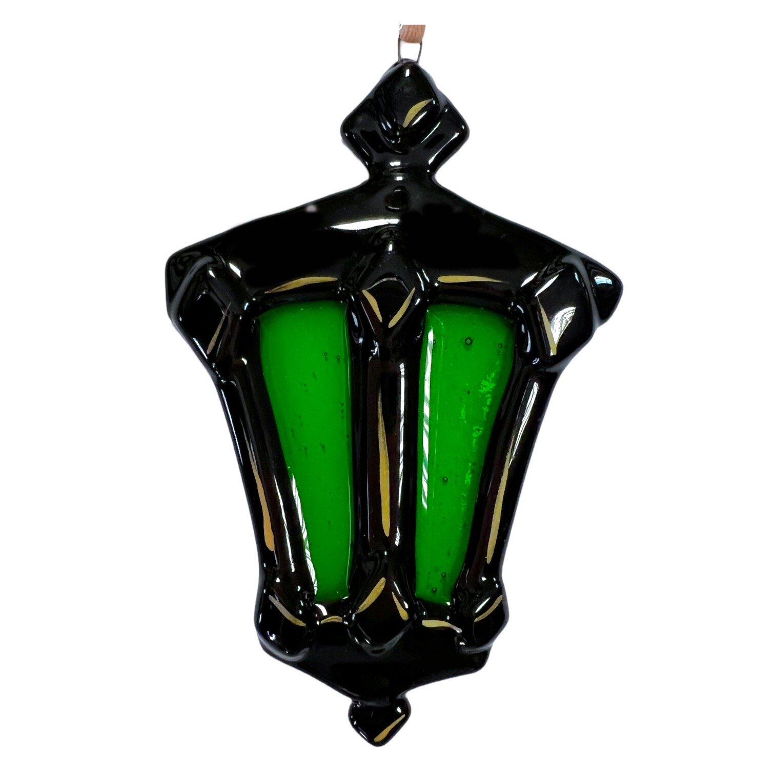 фото Новогодняя витражная игрушка "Волшебный фонарь" (м. Glassnaya) зелёный