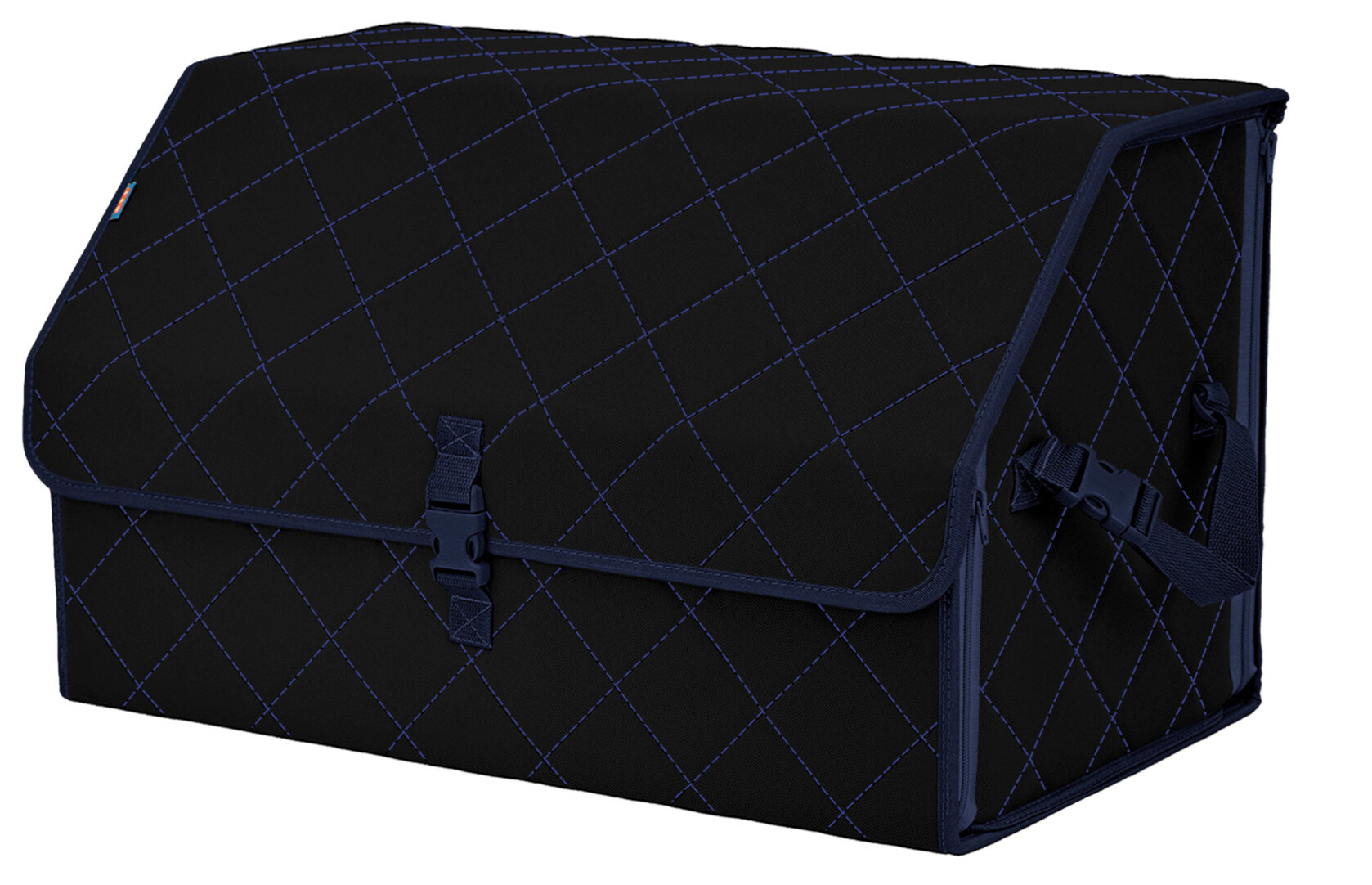 Органайзер-саквояж в багажник "Союз" (размер XL). Цвет: черный с синей прострочкой Ромб.