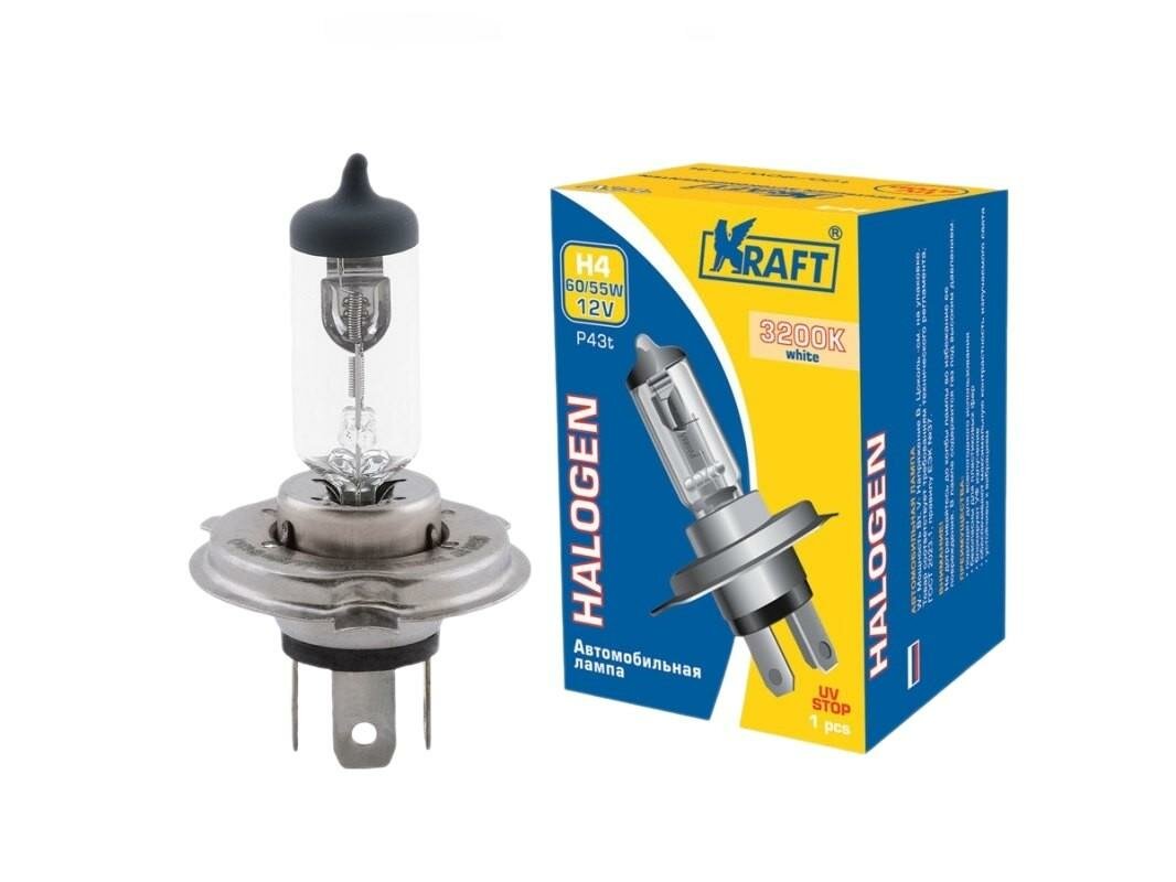 Лампа галогеновая Kraft H4 P43t 12V 6055 2900 1 шт. Тип: галогеновая Тип лампы: H4 Цоколь: P43t Напряжение. В: 12 Мощность: 6055W Количество в упаковке: 1 Цветовая температура. К: 2900 EAN-13: 4260128787870 Тип: лампы