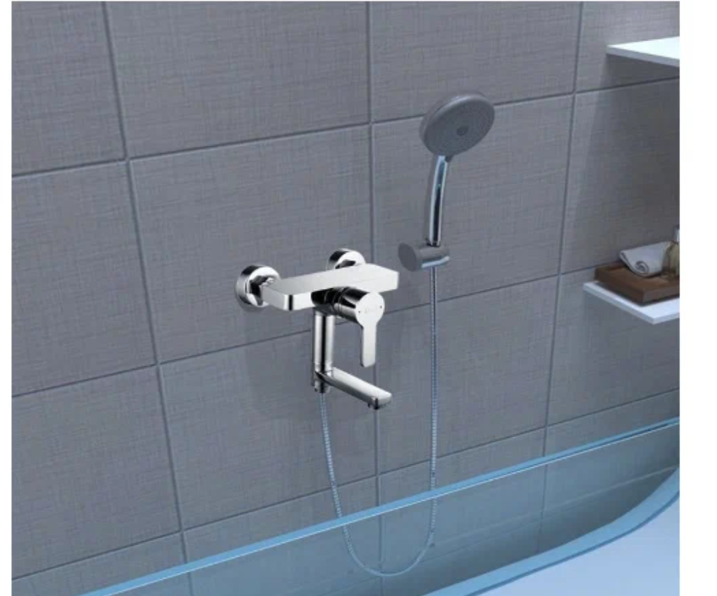 фото Смеситель для ванны и душа с коротким поворотным изливом Zdian (Z430491) хром, латунь