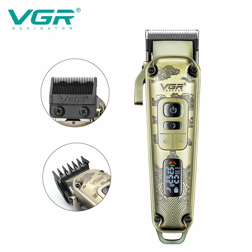 Машинка для стрижки волос VGR V-643 золотистая - фотография № 5