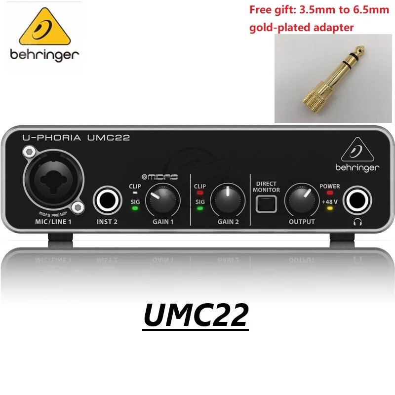 Внешняя звуковая карта BEHRINGER UMC22/UM2, USB, универсальная, для записи в реальном времени