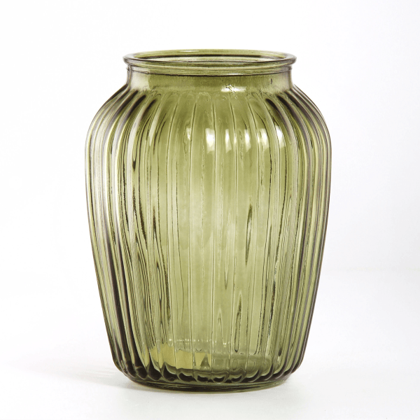 фото Ваза Линда 14х20 см прозрачная оливковая