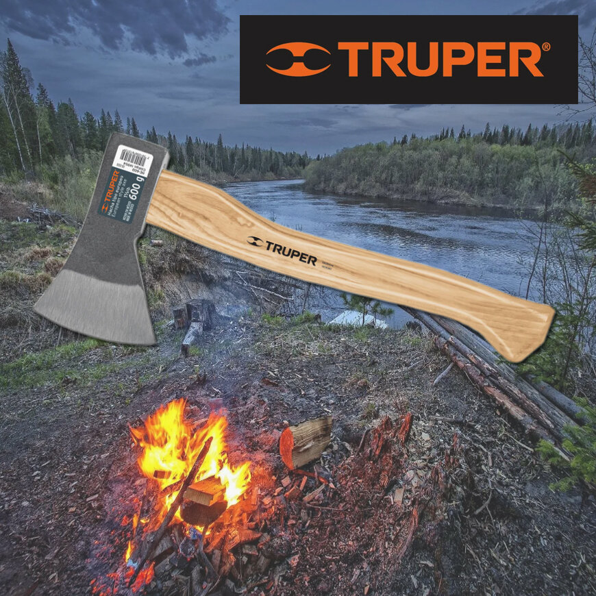 Топор туристический Truper HC-1-1/4М 14954 с рукояткой из орехового дерева