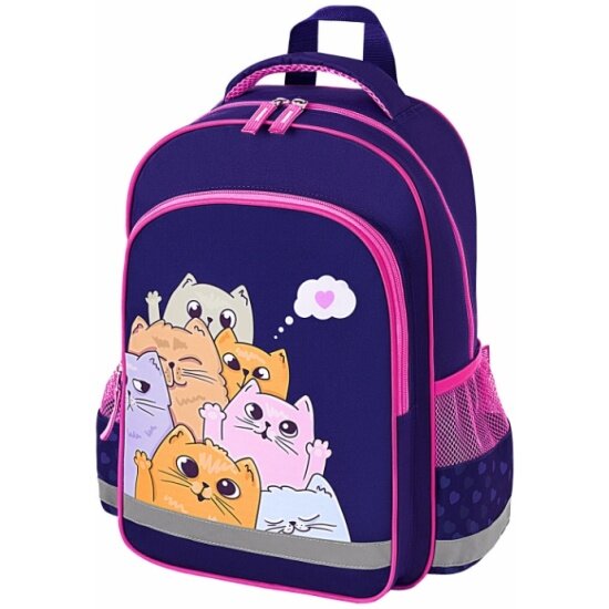 Рюкзак Пифагор 272087 SCHOOL 1 отделение 3 кармана Cat greetings 38x28х14 см