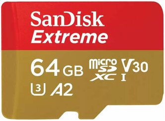 Карта памяти Micro SecureDigital 64Gb SanDisk Extreme Gaming microSDXC class 10 UHS-1 U3 V30 A2 (SDSQXAH-064G-GN6GN)