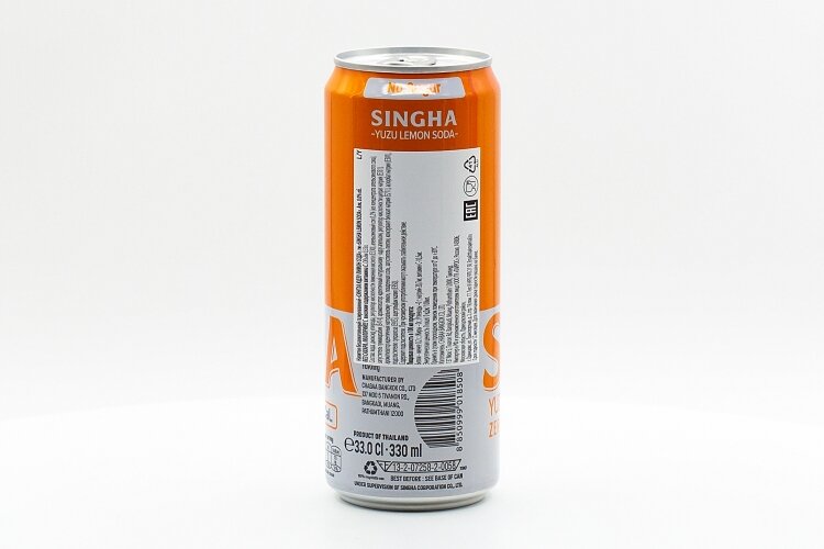 Напиток Singha Lemon Soda Yuzu безалкогольный газированный без сахара с высоким содержанием витамина C 330 мл ж/б