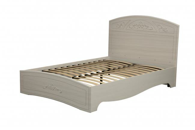 фото Кровать Олимп Каролина 1600 с ортопедическим основанием Патина/Вудлайн кремовый/Сандал белый