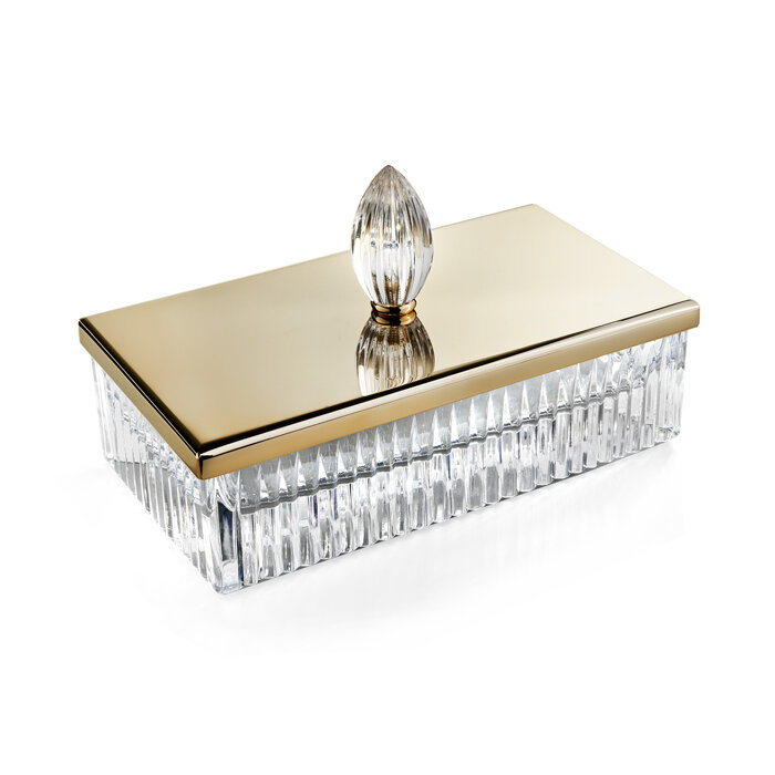 3SC Elegance Баночка универс, 23х12,5хh12 см, настольная, цвет прозрачный хрусталь золото EL78ACRGD