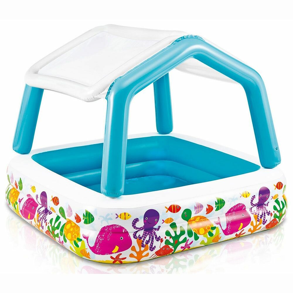 фото Бассейн с навесом от солнца "INTEX", 157х157х122см, от 2 лет, 57470